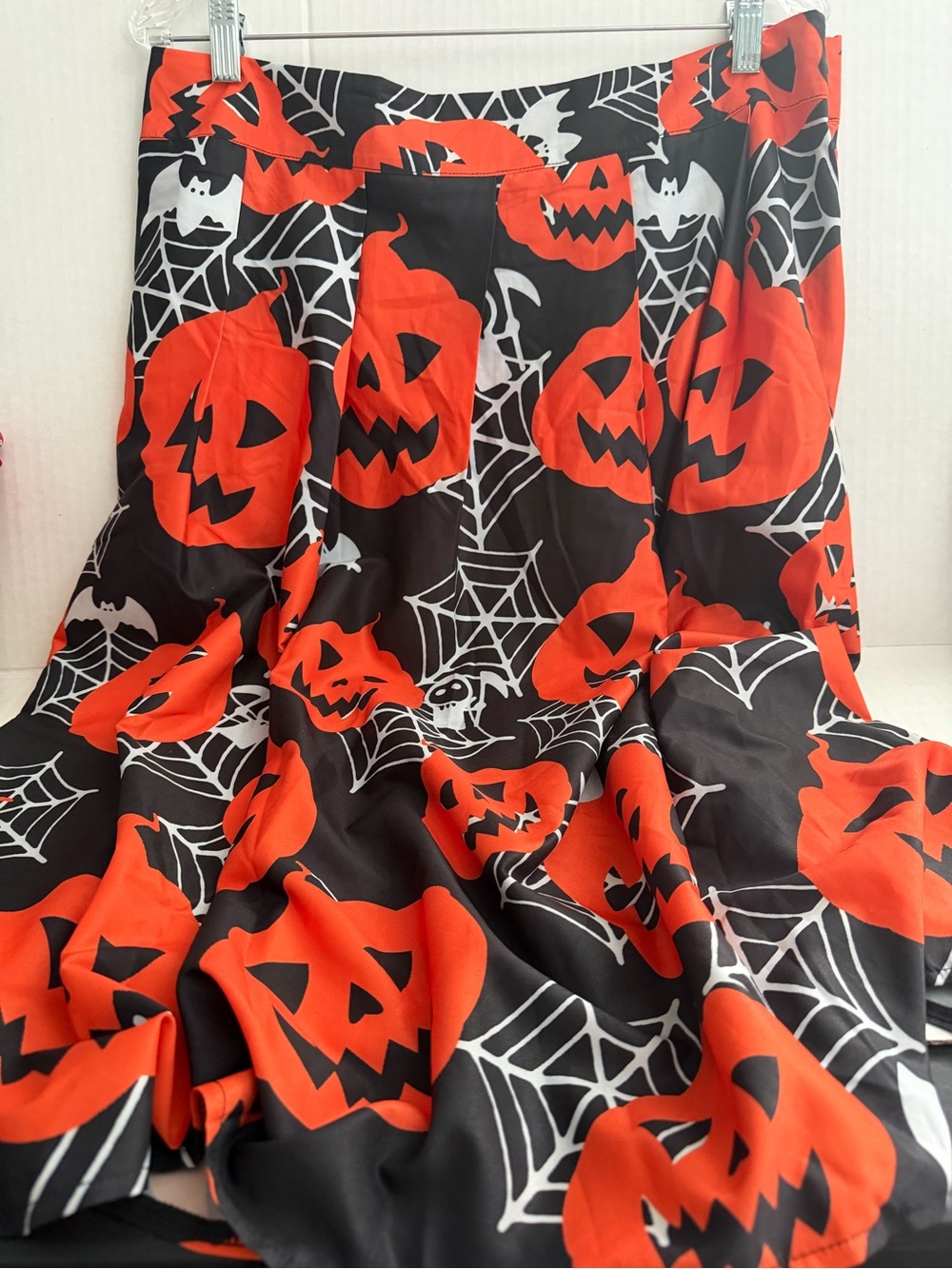 SHEIN Black & Orange Halloween Pumpkin A-Line Skirt